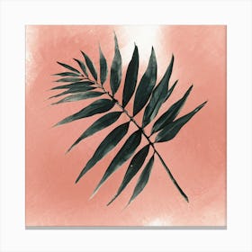 Palm Leaf On A Pink Background Canvas Print