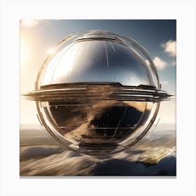Imagine Earth Into Metallic Ball Space Station Floating In Space Universe Kardashev Scale (1) Canvas Print