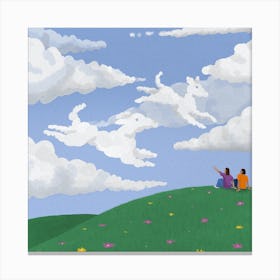 Sighthound Dog Clouds In The Sky Landscape Canvas Print