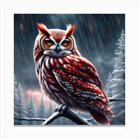 Owl In The Snow Canvas Print