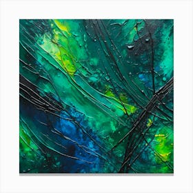 Abstract Painting Green and Blue Color 4 Canvas Print
