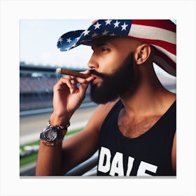 Man Smoking A Cigar Canvas Print