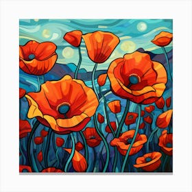 Poppies In The Sky Canvas Print