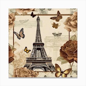 Paris Roses And Butterflies 20 Canvas Print