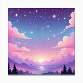Sky With Twinkling Stars In Pastel Colors Square Composition 101 Canvas Print
