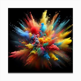 Colorful Powder Explosion On Black Background 1 Canvas Print