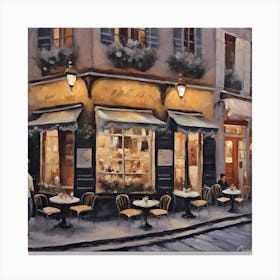 Paris Cafe At Night Canvas Print