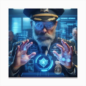 Police Officer In Futuristic Setting Canvas Print