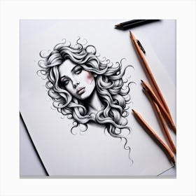 Girl With Curly Hair Canvas Print