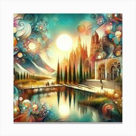 Castle By The Lake Canvas Print