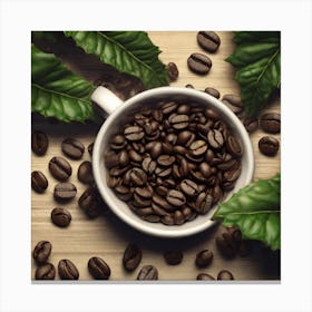 Coffee Beans And Leaves 7 Canvas Print