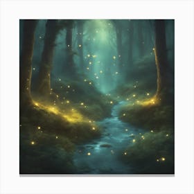 Fireflies In The Forest Canvas Print