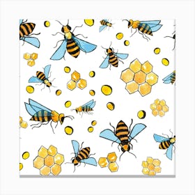 Seamless Pattern Bees Wings Canvas Print