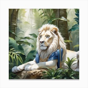 King Lion Jungle art Watercolor Canvas Print