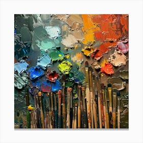 Oil Of Paint Brushes Canvas Print