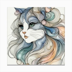 Watercolor Cat Portrait Canvas Print