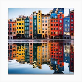 Colorful Buildings Reflected In Water Canvas Print