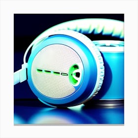 Blue Headphones Canvas Print