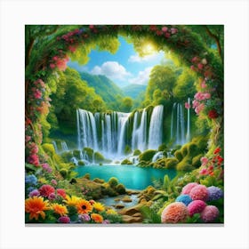 Waterfall In The Forest 41 Canvas Print