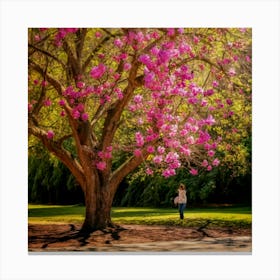 Pink Tree In The Park Canvas Print