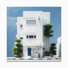White House With Blue Door 2 Canvas Print