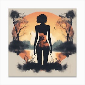 Silhouette Of A Woman 3 Canvas Print