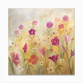 Flowers In The Mist Square Canvas Print