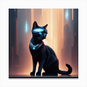 Futuristic Cat Canvas Print