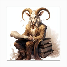 Goat Reading A Book 2 Canvas Print