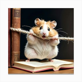 Hamster Reading A Book Canvas Print