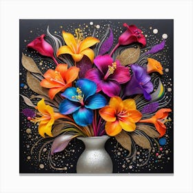 Colorful Flowers In A Vase 1 Canvas Print