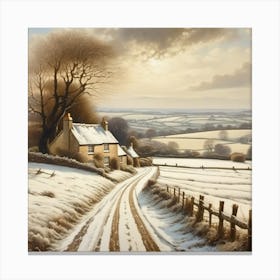 Snowy fields of England Canvas Print