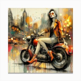Urban Motorbike Woman Canvas Print