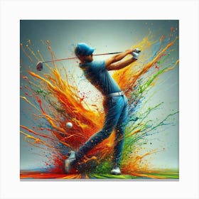 Golfer Splashing Paint 1 Canvas Print