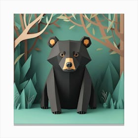 Black Bear In The Forest Canvas Print