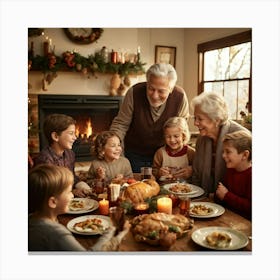 A Heartwarming Depiction Of A Multigenerational Family Reveling In Their Thanksgiving Gathering Lov (4) Canvas Print