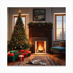 Christmas In The Living Room 15 Canvas Print