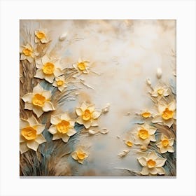 Daffodils Waving Stem Pointed Leaves Yellow Flashes Brown 5 Canvas Print
