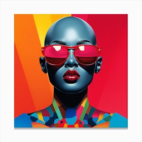 Woman In Red Sunglasses Canvas Print