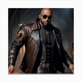 Dj In A Leather Jacket Canvas Print