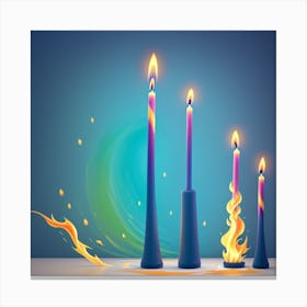 Three Burning Candles Canvas Print