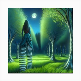 Girl In A Forest Canvas Print