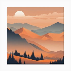 Misty mountains background in orange tone 47 Canvas Print