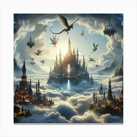 Fantasy Castle In The Clouds Canvas Print