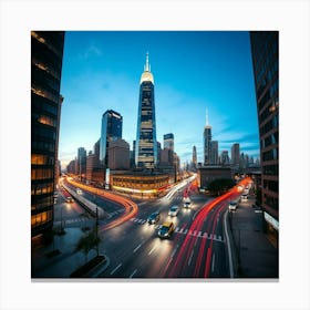 Shanghai Cityscape At Dusk Canvas Print