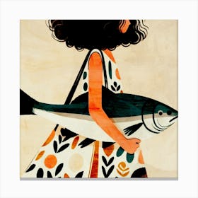 Girl With Fish 03 Canvas Print