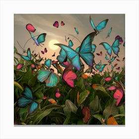 Butterflies In A Field Canvas Print