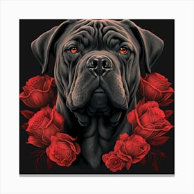 Dog & Roses Canvas Print