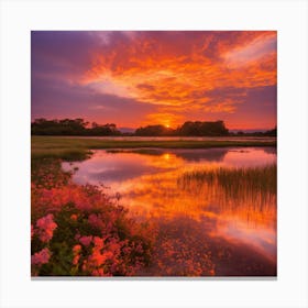 Sunset Over Marsh Canvas Print