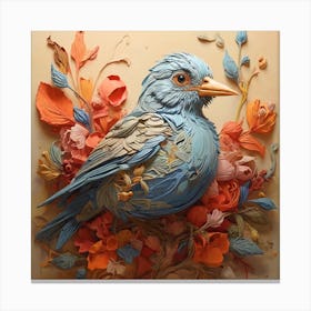 Bird With Flowers 2 Canvas Print